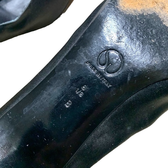 St John Vintage Paillette Black Satin Embellished Square Toe Vintage Heels 8.5 - Picture 7 of 8